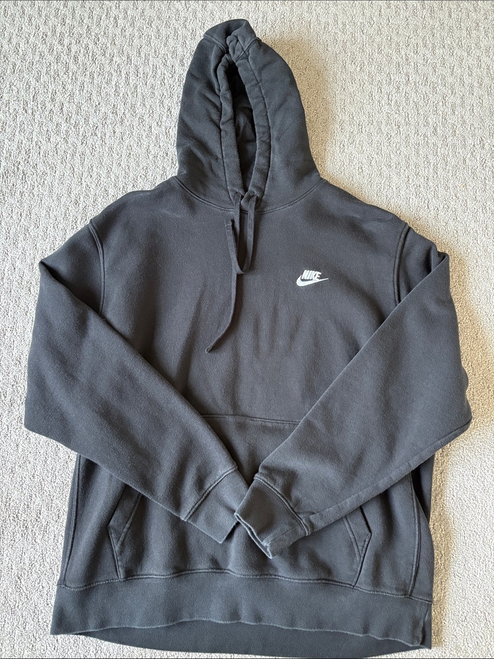 Nike Dark Gray Pullover Hoodie with White Swoosh